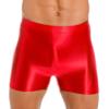 Moily Mens Glossy Sports Tights Spandex Biker Shorts Shiny Seamless Workout Compression Shorts Red Large view 1