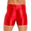 Moily Mens Glossy Sports Tights Spandex Biker Shorts Shiny Seamless Workout Compression Shorts Red Large view 4