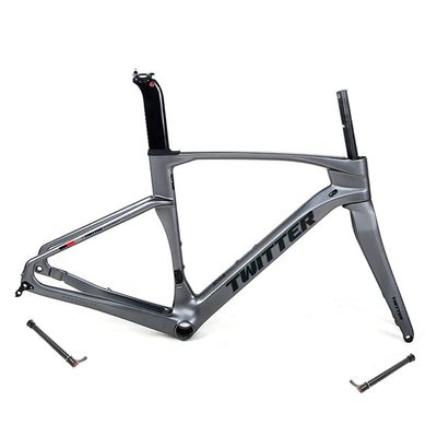 HIMALO Road Bike Frameset Wind Breaking Carbon Fiber Racing Frame 45/48/51/54CM Disc Brake Off Road Frame Thru Axle 100/142mm Internal Routing(Dark Gray,54cm)