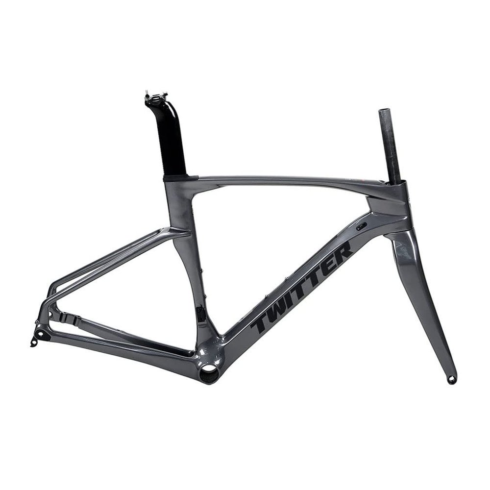HIMALO Carbon Breaking Wind Road Bike Frameset 46/48/50/52/54cm Disc Brake Racing Frame Thru Axle 100/142mm Internal Wiring Bicycle Frame(Dark Gray,50CM)