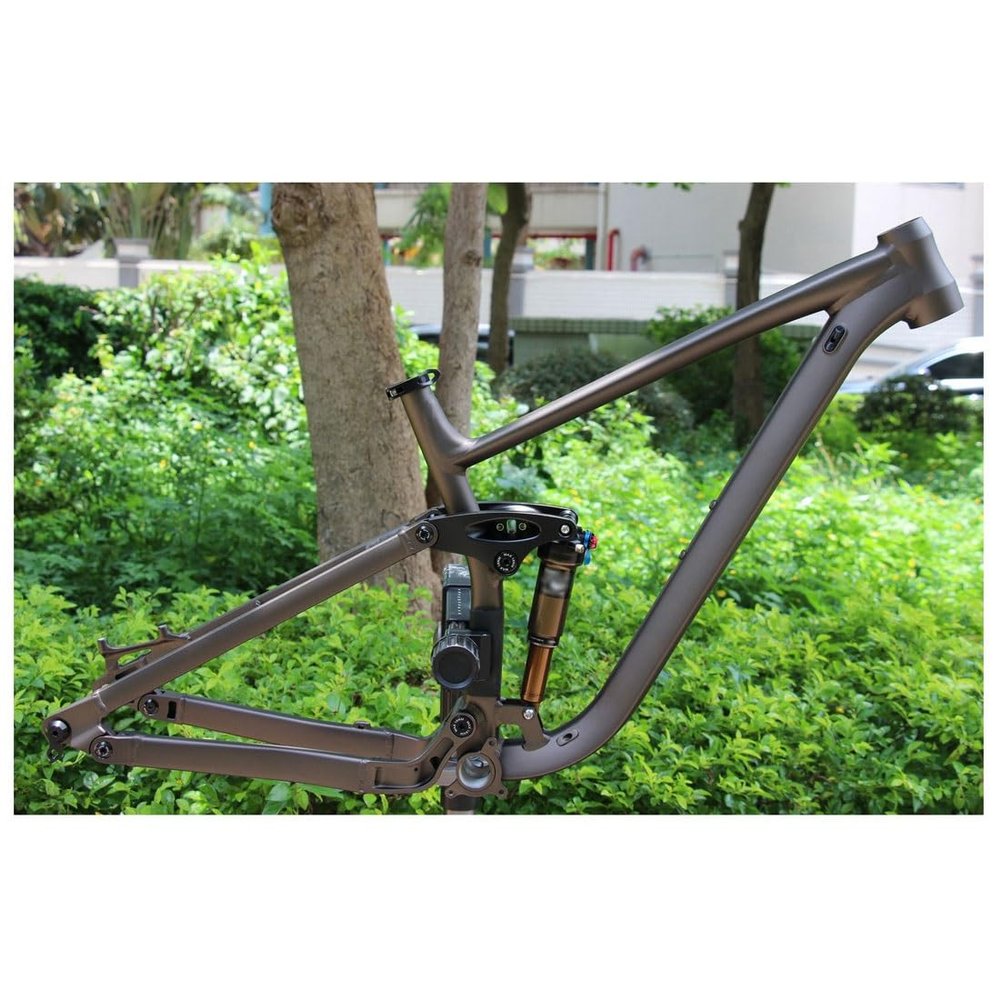 HIMALO Downhill Mountain Bike Suspension Frame 27.5er 29er XC/FR/DH Bike Frame 15.5''/17''/18'' Disc Brake Thru Axle Boost 12x148mm/142mm with Rear Shocks(Titanium,17'')