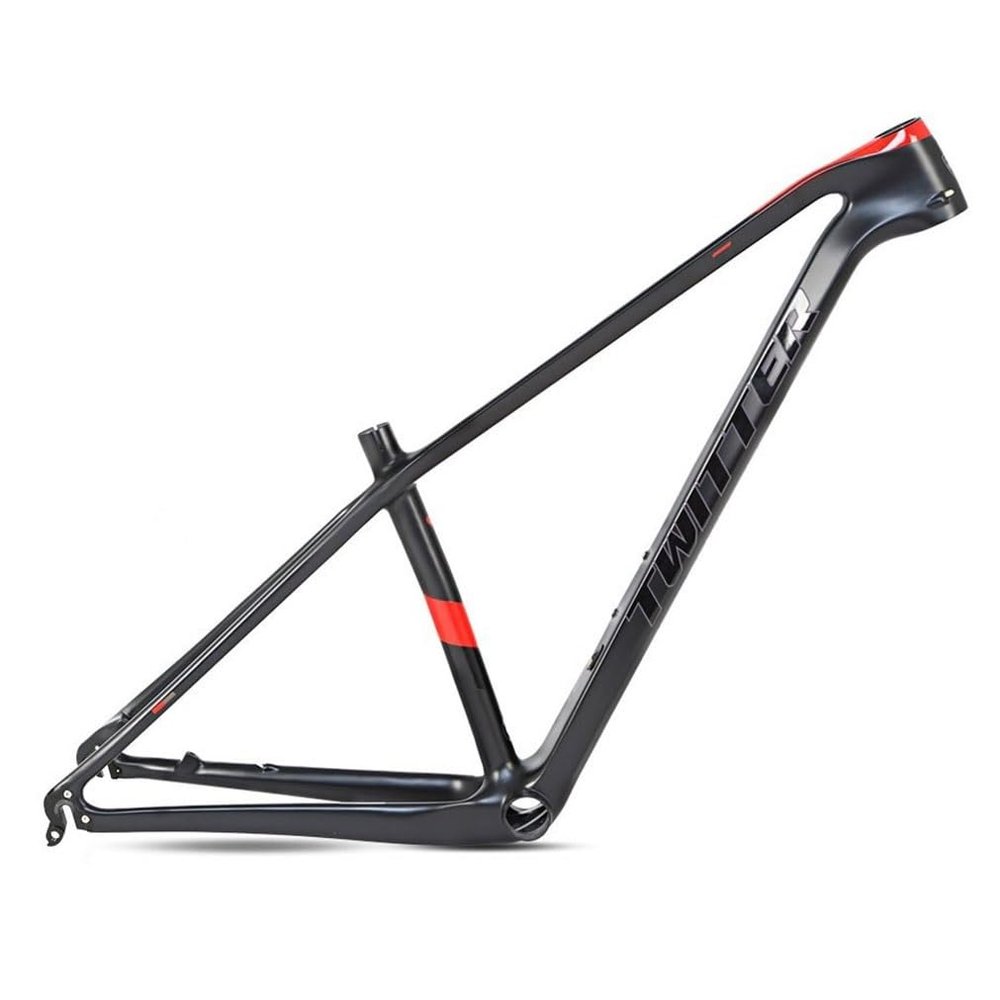 HIMALO Carbon Mountain Bike Frame 27.5er 29er Hardtail Bike Frame 15''/17''/19'' Lightweighting Disc Brake Frame QR 135MM Internal Routing(Black Red,15'')