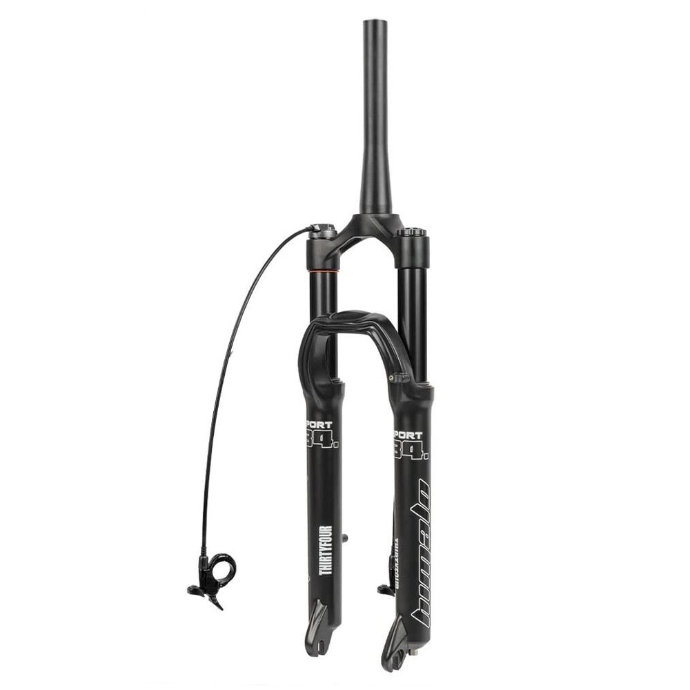 HIMALO Bike Fork 26 27.5 29 Mountain Bike Air Suspension Fork Travel 100mm Tapered Tube Front Forks XC QR 9mm Remote Lockout Disc Brake(Black,26'')