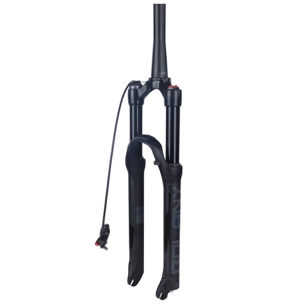 HIMALO Air Suspension Fork 26/27.5/29 Inch Bike Bike Air Fork Travel 100mm Rebound Adjust 1-1/8'' Straight/Tapered Front Fork Remote Lockout QR 9mm Black(Tapered,27.5inch)