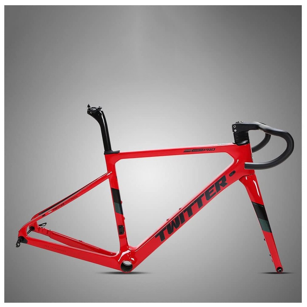 HIMALO Road Bike Frameset 700C Carbon Disc Brake Frame 45/48/51/54CM BB86 100/142mm Thru Axle Frame Set Full Internal Routing(51CM Red)