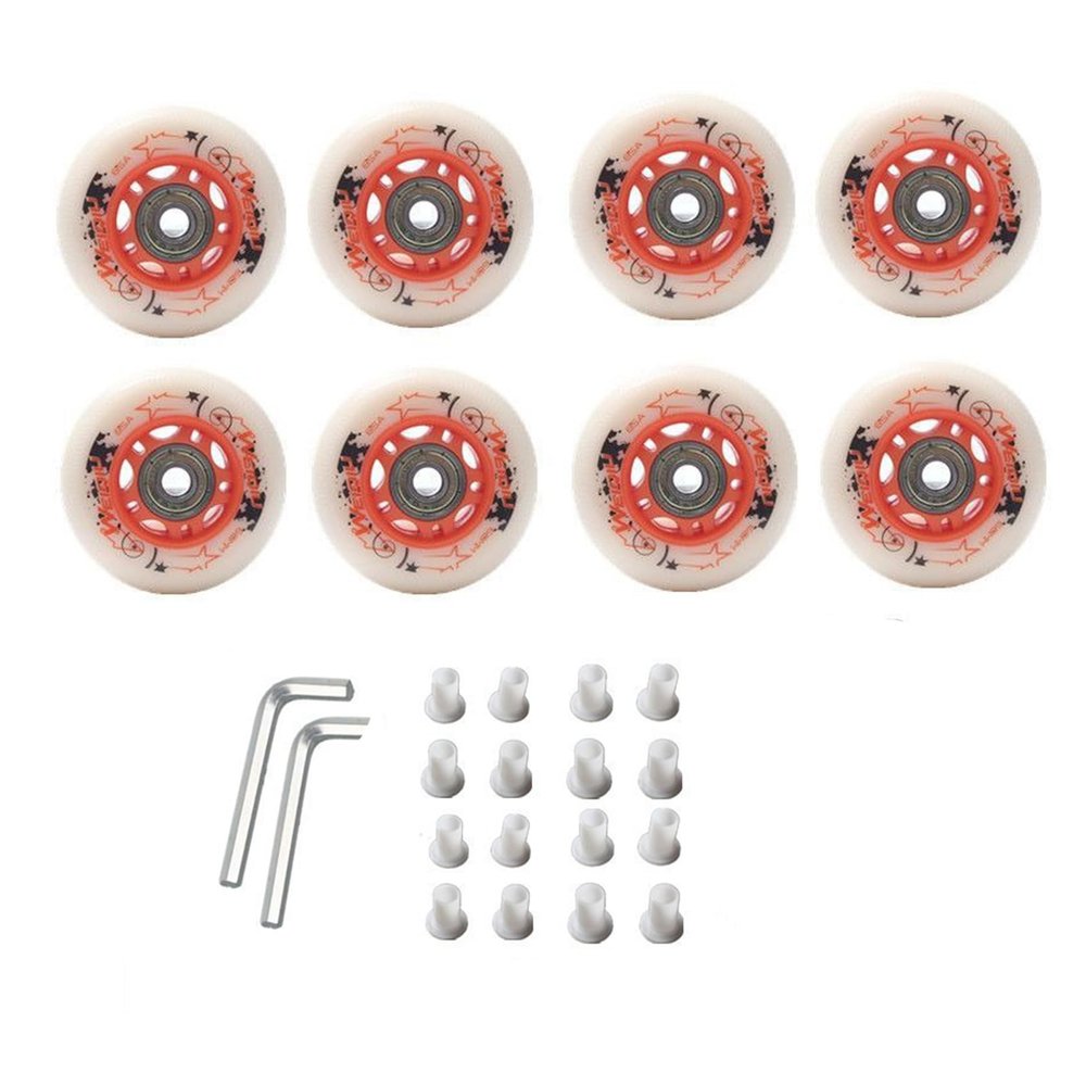 85A 64mm 68mm 70mm Inline Skate Wheels with Bearings Inline Replacement Wheels Easy to Install Inline Wheels for Smooth and Fast Ride for Teens Indoor Outdoor (orange,68mm)