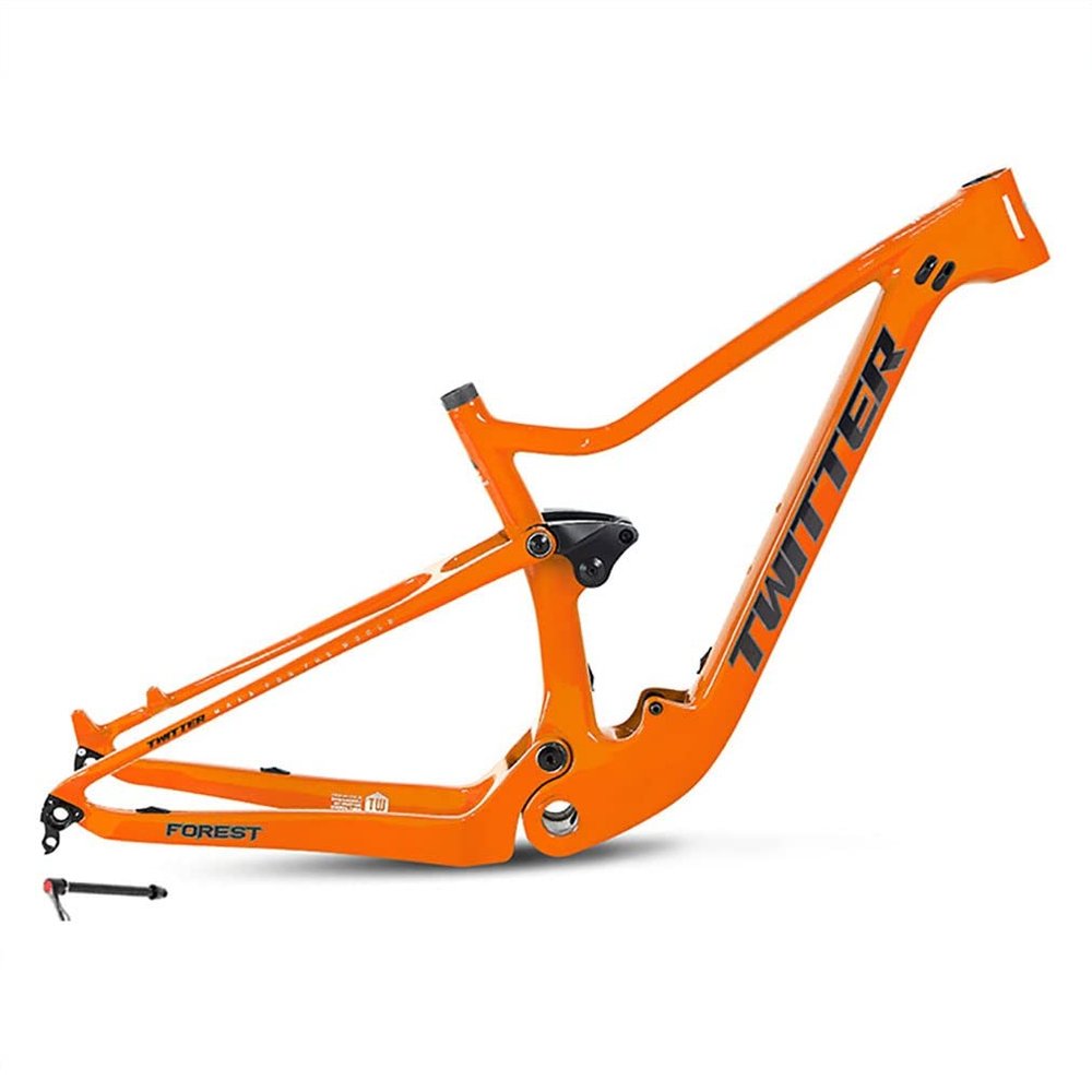 HIMALO Mountain Bike Frame Carbon Fiber Trail Bike Frame 27.5/29er 15''/17''/19'' Suspension Frame Travel 120mm Boost Thru Axle 12x148mm Disc Brake XC/AM/DH(Orange,29 * 19'')