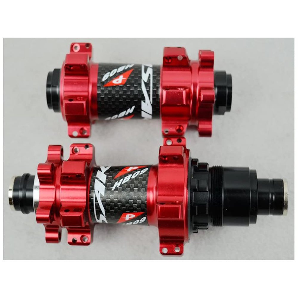 HIMALO Mountain Bike Hubs 24 Holes Disc Brake Bike Front Rear Hub Set Straight Pull Sealed Bearing Hub Thru Axle 100/142mm,for XD/XDR 11 12 Speed(Red 24H)