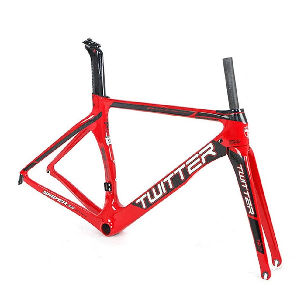 HIMALO Road Bike Frameset 46/48/50/52/54cm Breaking Wind Carbon Racing Frame EPS Internal Routing C Brake Frame Red QR 100/130mm(52CM)
