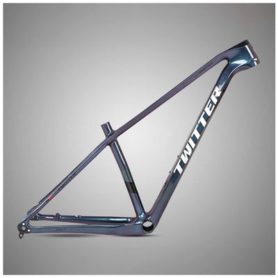 HIMALO Carbon Fiber Bike Frame 27.5/29er Hardtail Mountain Bike Frame 15''/17''/19'' Disc Brake Thru Axle 12x148mm Boost Frame XC Internal Routing(Silver,27.5 * 15'')