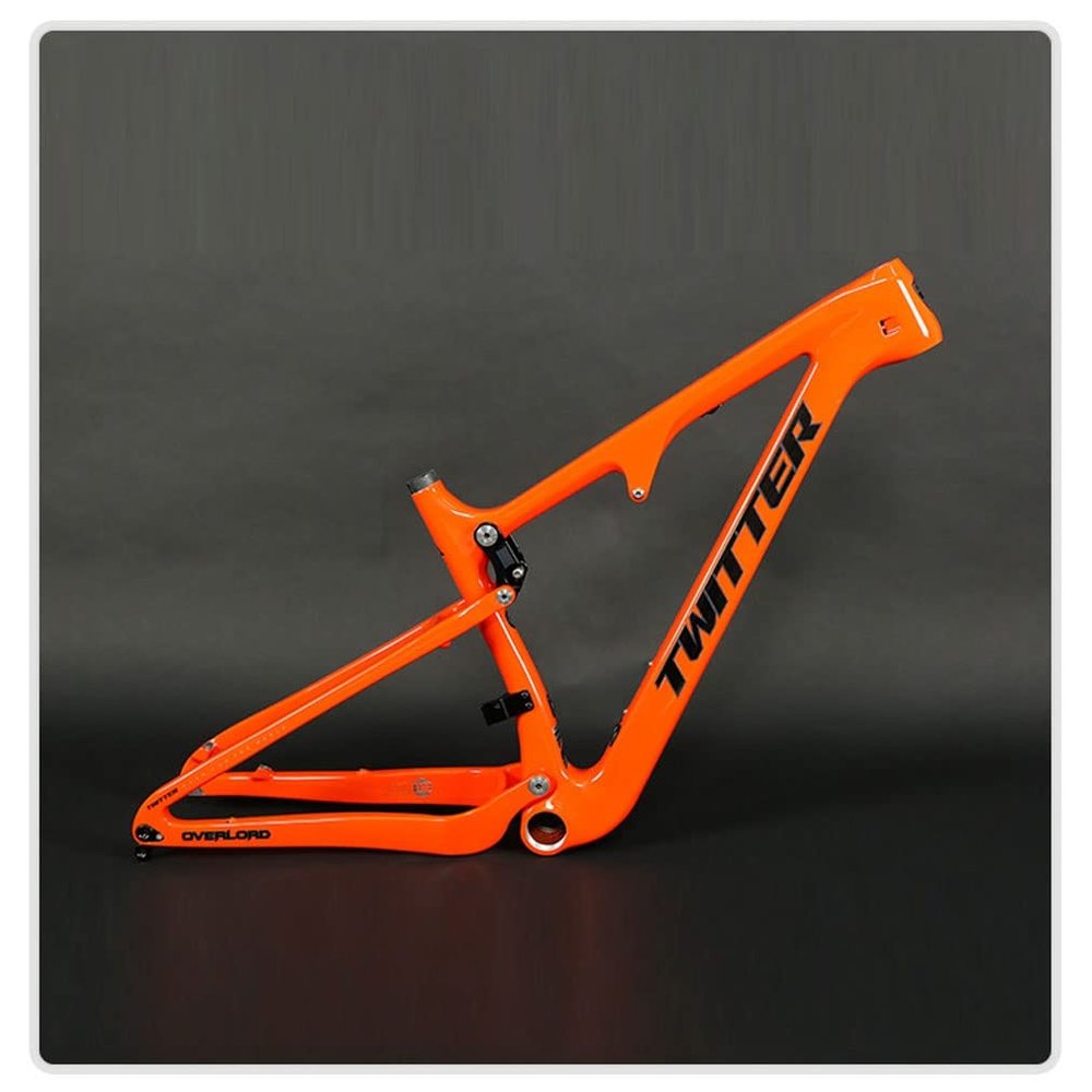 HIMALO 27.5/29er Trail Mountain Bike Frame 15''/17''/19''/21'' Travel 120mm Suspension Carbon Fiber Bike Frame Disc Brake Boost Thru Axle 12x148mm XC/AM/DH(Orange,21'')