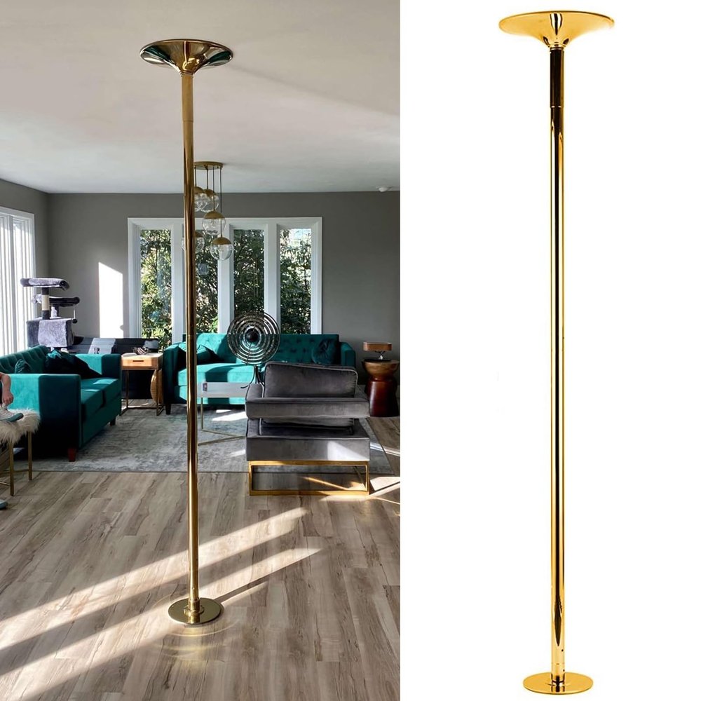 Dance Pole Portable Dancing Pole Gold Portable Dance Pole Kit, Heavy Duty Spinning Steel Pole Apartment Friendly, Living Room/Bedroom/Party Stripper Pole 7.2ft to 12.2ft(3.23M-3.73M(10.6FT-12.2FT))