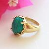 HighLightIN Natural Turquoise Raw Stone Ring, Handmade Brass Oval-Shaped December Birthstone Jewelry for Women (7) view 4