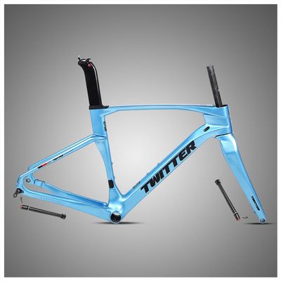 HIMALO Carbon Gravel Bike Frameset 700c Road Bike Frame 45/48/51/54cm Lightweight Disc Brake Frame Set Thru Axle F12x100mm/R12x142mm Internal Routing(Blue,54CM)