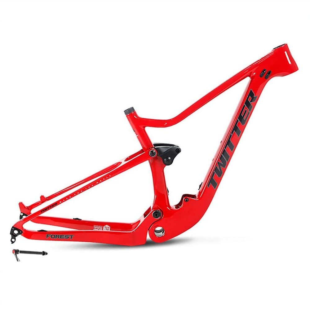 HIMALO Mountain Bike Frame Carbon Fiber Trail Bike Frame 27.5/29er 15''/17''/19'' Suspension Frame Travel 120mm Boost Thru Axle 12x148mm Disc Brake XC/AM/DH(Red,27.5 * 15'')
