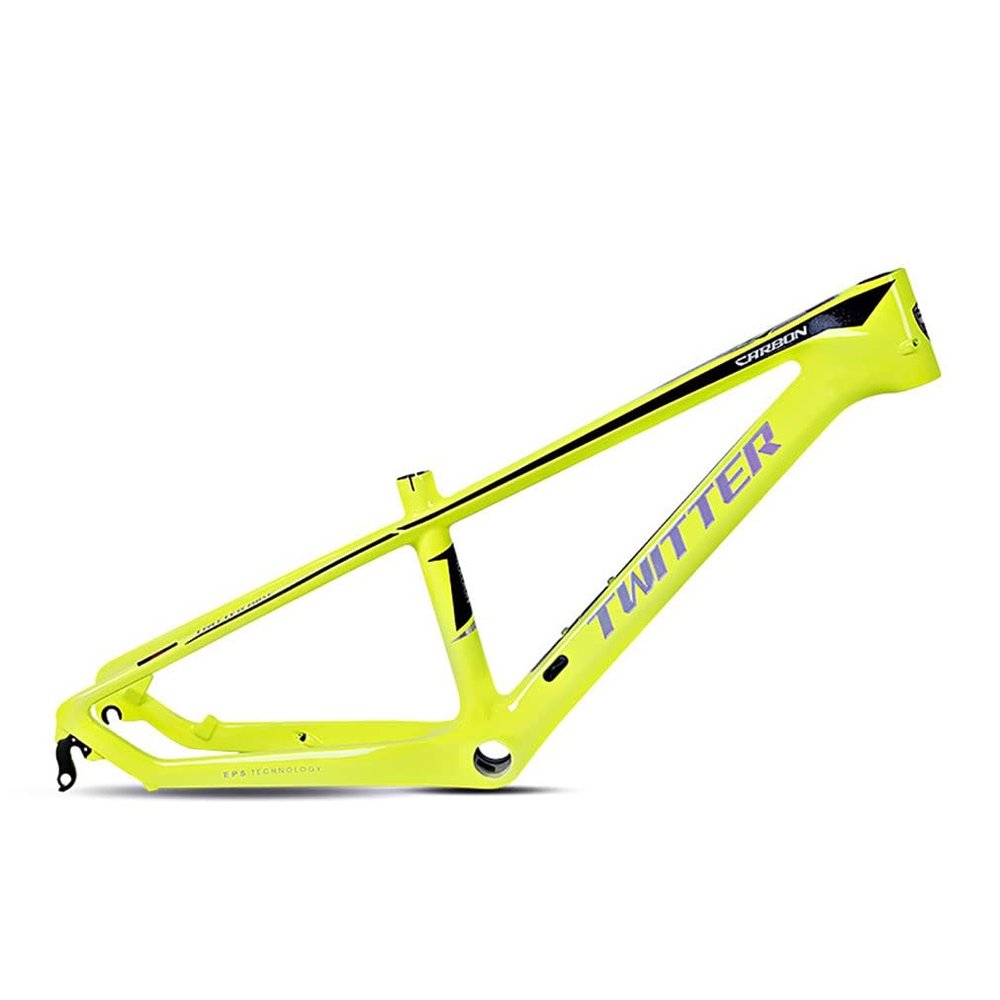 HIMALO 20er BMX Frame 10.5'' Carbon Fiber Bike Bike Frame QR 135mm Disc Brake Frame Internal Routing Unisex(Yellow)