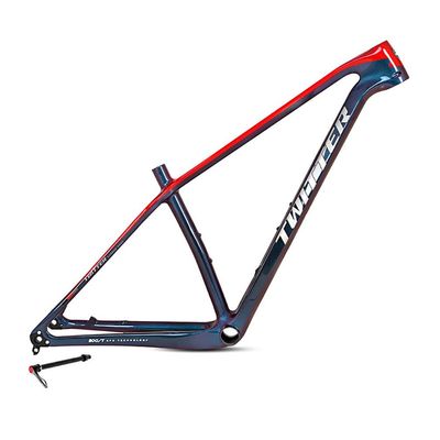 HIMALO Bike Frame 27.5er 29er Carbon Fiber Hardtail Mountain Bike Frame 15''/17''/19'' Disc Brake Thru Axle 12 * 148mm Boost Frame XC Internal Routing(Red,27.5 * 19'')