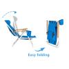 Adjustable Portable Beach Chair with Headrest and Cup Holder, High-Strength Blue, Lightweight Foldable Chair for Outdoors, Camping, and Beach view 4