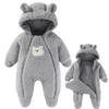 Fairy Baby Newborn Baby Baby Bear Outfit Girls Boys Fleece Jumpsuit Double Zips Romper Hooded Infant Coat Winter Clothes Outwear Snowsuit Grey 6-9M view 1