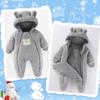 Fairy Baby Newborn Baby Baby Bear Outfit Girls Boys Fleece Jumpsuit Double Zips Romper Hooded Infant Coat Winter Clothes Outwear Snowsuit Grey 6-9M view 2