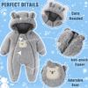 Fairy Baby Newborn Baby Baby Bear Outfit Girls Boys Fleece Jumpsuit Double Zips Romper Hooded Infant Coat Winter Clothes Outwear Snowsuit Grey 6-9M view 3