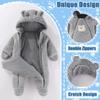 Fairy Baby Newborn Baby Baby Bear Outfit Girls Boys Fleece Jumpsuit Double Zips Romper Hooded Infant Coat Winter Clothes Outwear Snowsuit Grey 6-9M view 4