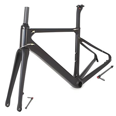 HIMALO Disc Brake Road Bike Frameset 700C Carbon Frame 45/48/51/54CM Pneumatics Broken Wind Frame Thru Axle 12x100mm/12x142mm Internal Routing(54CM)
