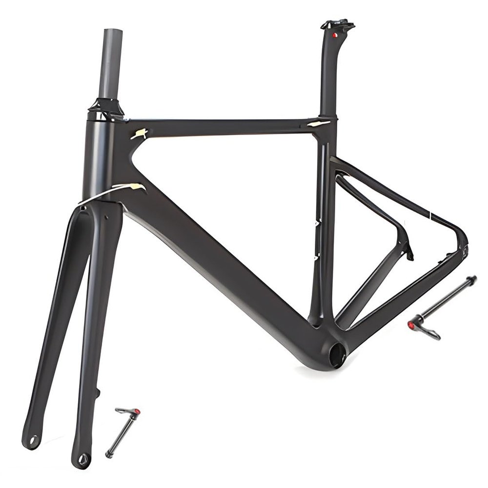 HIMALO Disc Brake Road Bike Frameset 700C Carbon Frame 45/48/51/54CM Pneumatics Broken Wind Frame Thru Axle 12x100mm/12x142mm Internal Routing(54CM)