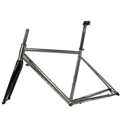 HIMALO 700c Road Bike Frameset Cr-Mo Steel Disc Brake Frame + Carbon Fork Thru Axle 100/142mm 28c Fat Tires Bicycle Frame 44/47/50/53/56CM(Dark Gray,50cm)