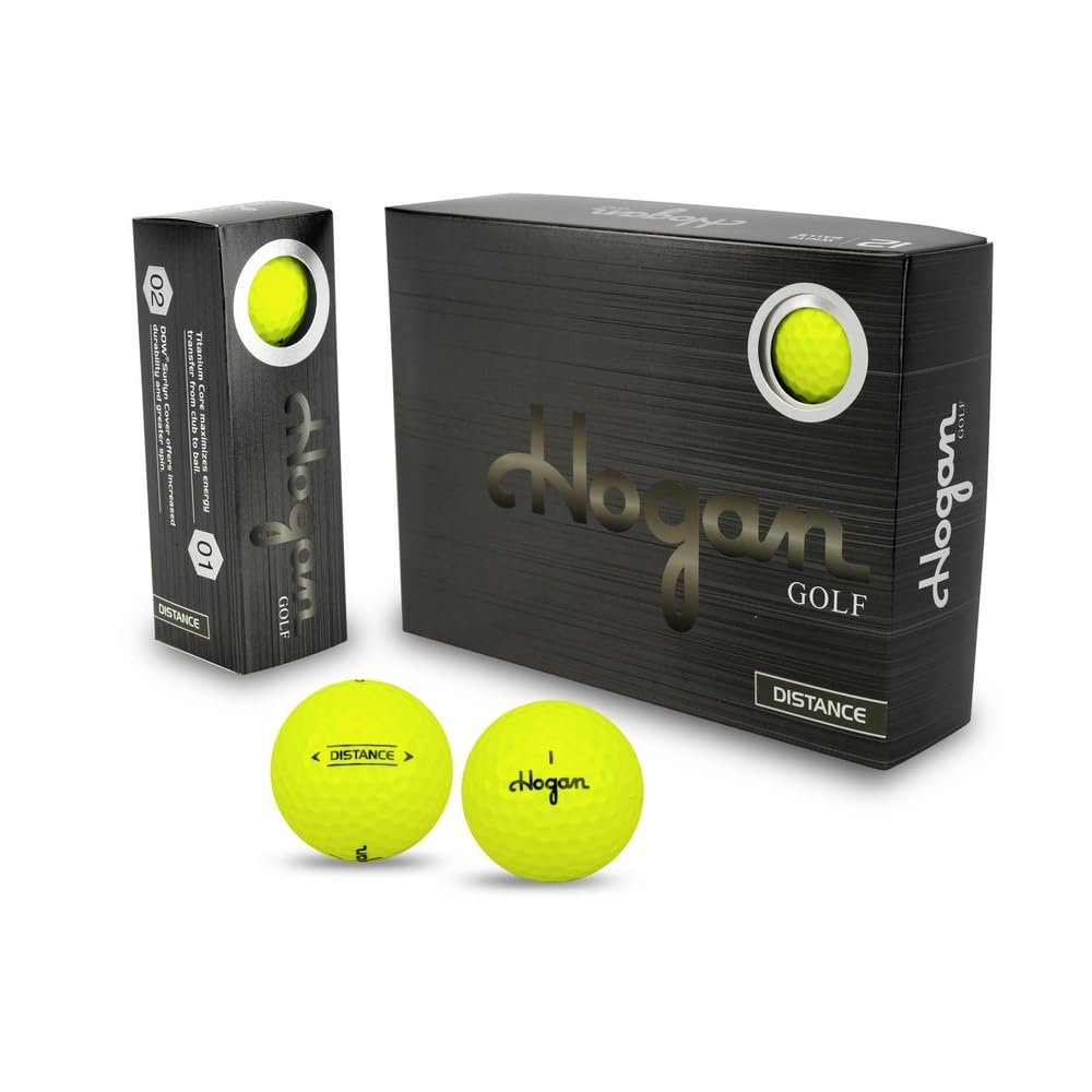 Hogan Distance 2 Piece Golf Balls, 144 Pack, Yellow