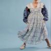 Brewee Women 2024 Summer Floral Print Boho Dress Spaghetti Straps Ruffle A Line Beach Long Maxi Dress (US, Alpha, X-Large, Regular, Regular, Blue Floral) view 3