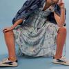 Brewee Women 2024 Summer Floral Print Boho Dress Spaghetti Straps Ruffle A Line Beach Long Maxi Dress (US, Alpha, X-Large, Regular, Regular, Blue Floral) view 4