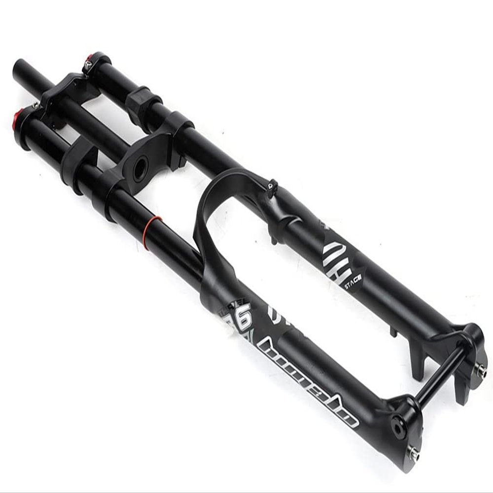 HIMALO DH Mountain Bike Suspension Fork Downhill 26/27/29'' Bike Air Fork Travel 160mm Damping Adjust Double Shoulder Fork Disc Brake Thru Axle(Black,27.5inch)
