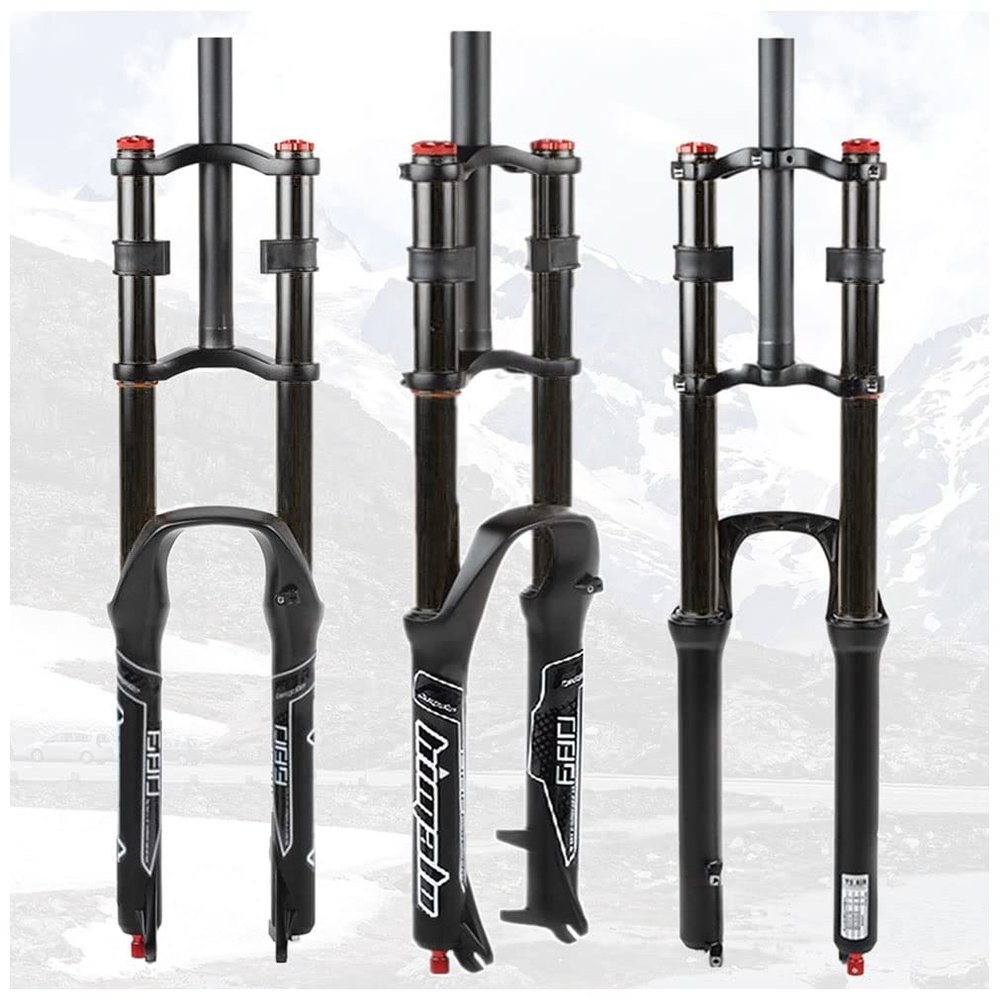 HIMALO 26 27.5 29 Inch Bike Bike Fork Travel 130mm Air Suspension Fork Downhill Double Shoulder Front Fork Rebound Adjust Manual Lockout(Black,26inch)