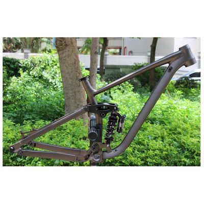 HIMALO 27.5/29er Bike Suspension Frame Travel 155mm 15.5''/17''/18'' Downhill Mountain Bike Frame Disc Brake Thru Axle Boost Frame with Shocks(Titanium,18'')
