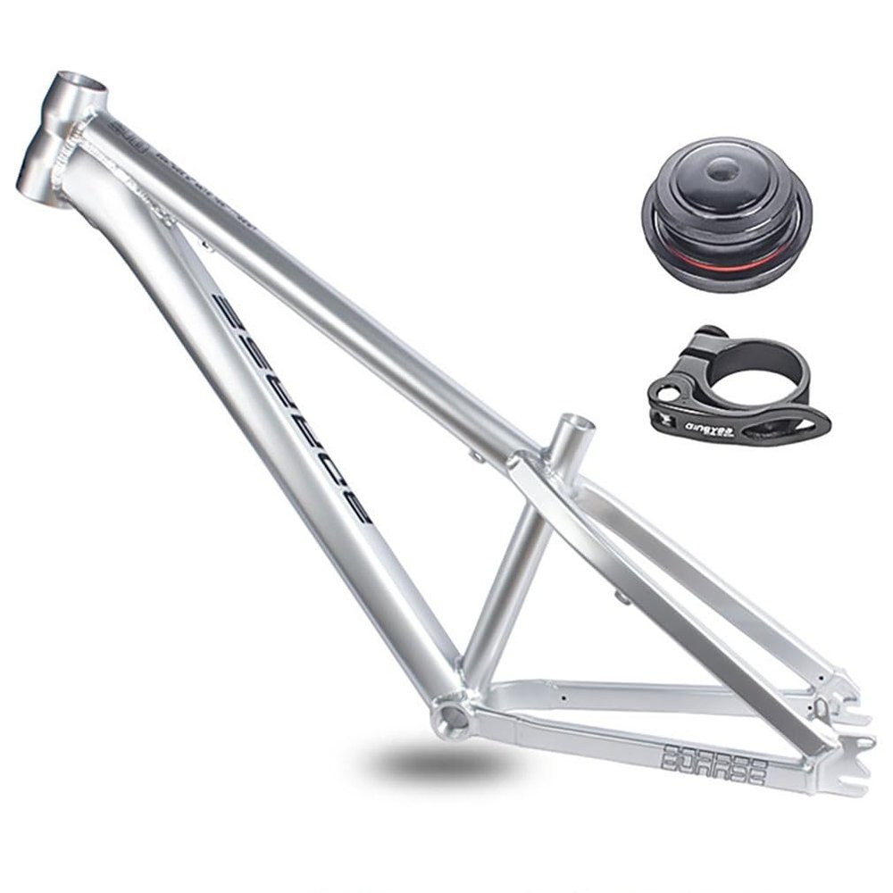 HIMALO 26er Hardtail Mountain Bike Frame 12.5'' Single Speed Frame C/V Brake Quick Release Bike Frame QR 10 * 135mm Aluminum Alloy Rigid Frame(Silver)