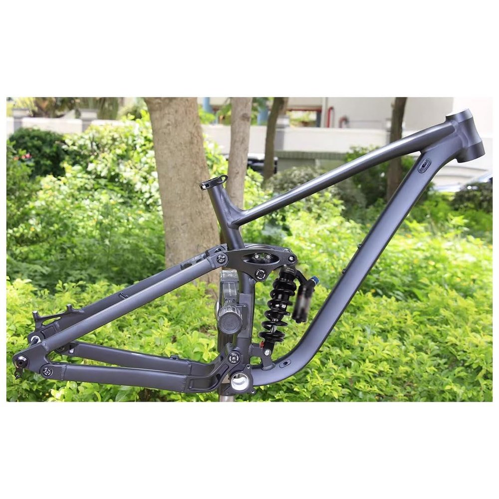HIMALO 27.5/29er Bike Suspension Frame Travel 155mm 15.5''/17''/18'' Downhill Mountain Bike Frame Disc Brake Thru Axle Boost Frame with Shocks(Black,15.5'')