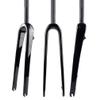 HIMALO Carbon Fiber Rigid Fork 700C*45C Gravel Fork 1-1/8 Straight/Tapered Threadless Flat Disc Brake Road Bike Fork QR 9mm Lightweight(Straight Glossy Black) view 1