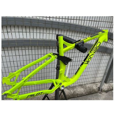 HIMALO Full Suspension Bike Frame 26/27.5er Trail Mountain Bike Frame 17'' Aluminium Alloy Disc Brake Frame DH/XC/AM QR 135mm Travel 120mm(Yellow,27.5 * 17'')