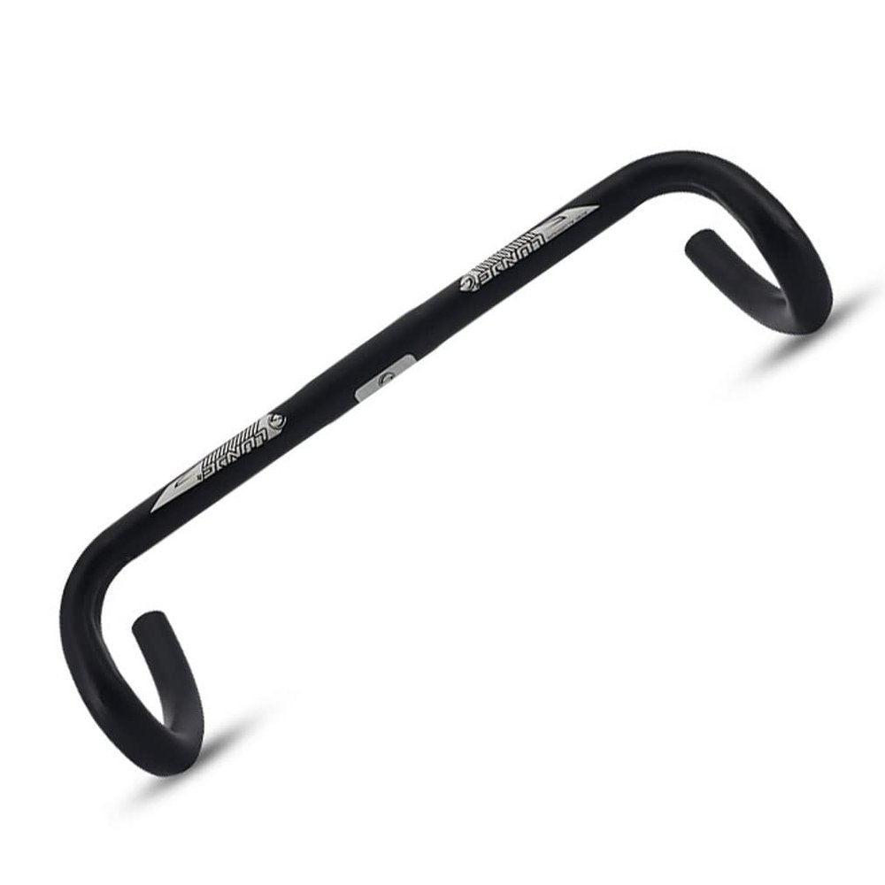 LUNJE Road Bike Handlebar 25.4mm/31.8mm Compact Bent Handlebar 420mm Aluminium Alloy Racing Handlebar Ultralight Bicycle Drop Bar(Black 25.4 * 420mm)