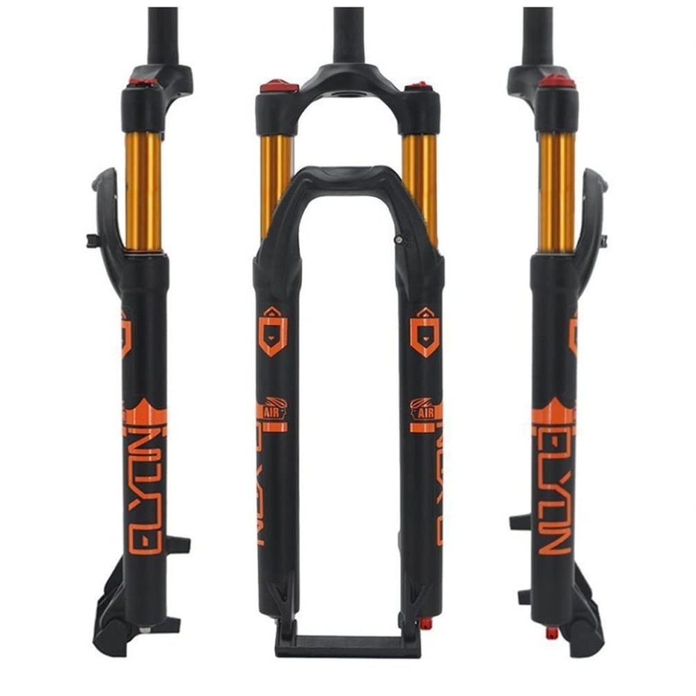 HIMALO 26/27.5/29 Bike Bike Air Suspension Fork Travel 110mm 1-1/8 Straight Tube Front Fork Rebound Adjust Manual Lockout QR 9mm(Gold,26inch)