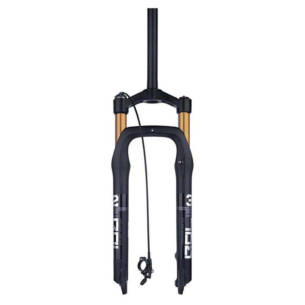 HIMALO Snow Bike Suspension Fork 26x4.0'' Fat Bike Air Fork 110mm Travel 28.6mm Straight Tube E-Bike Fork QR 9x135mm Remote Lockout(Gold)