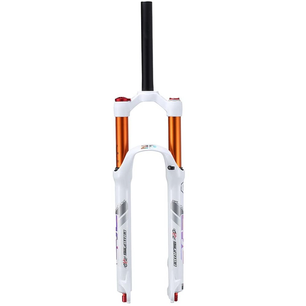 HIMALO Mountain Bike Suspension Fork 26/27.5/29'' Bike Double Air Forks Disc Brake 1-1/8 110mm Travel with Damping QR 9mm Bicycle Front Fork Ultralight Manual Lockout(White,27.5inch)