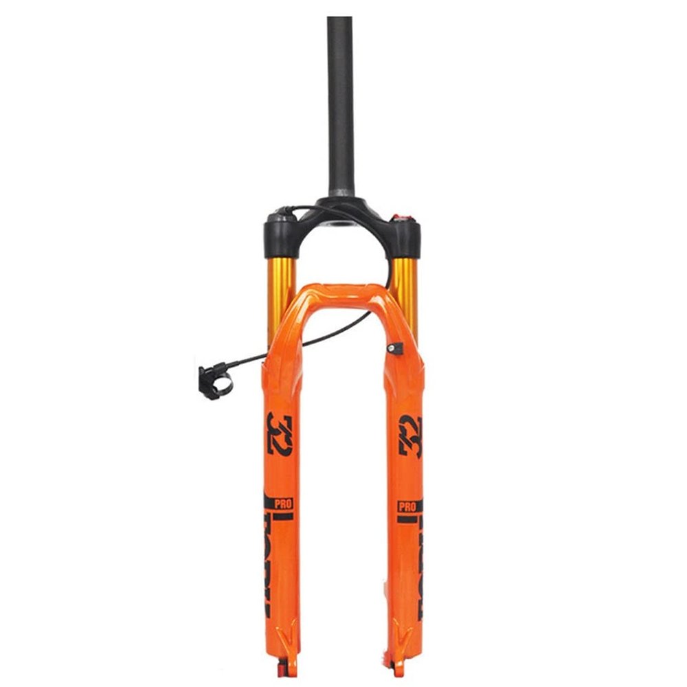 HIMALO 26/27.5/29 Inch Bike Bike Air Suspension Fork 110mm Travel Rebound Adjust Disc Brake Front Fork 1-1/8 Straight Quick Release(Orange,26inch)