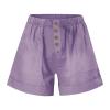 HJYUZP Shorts for Women High Waisted Button Front Elastic Plus Size Shorts Casual Wide Leg Shorts with (Purple, L) view 3