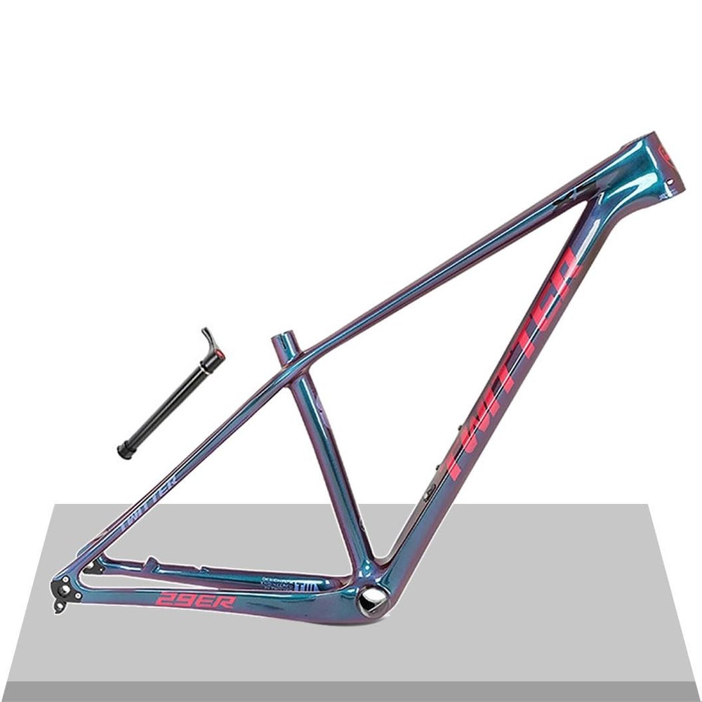 HIMALO Carbon Bike Frame 27.5er 29er Discoloration Mountain Bike Frame XC 15'' 17'' 19'' Disc Brake Hardtail Bike Frame Thru Axle 12x142mm Internal Routing(Red,29 * 19'')
