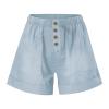 HJYUZP Shorts for Women High Waisted Button Front Elastic Plus Size Shorts Casual Wide Leg Shorts with (Blue, XXL) view 3