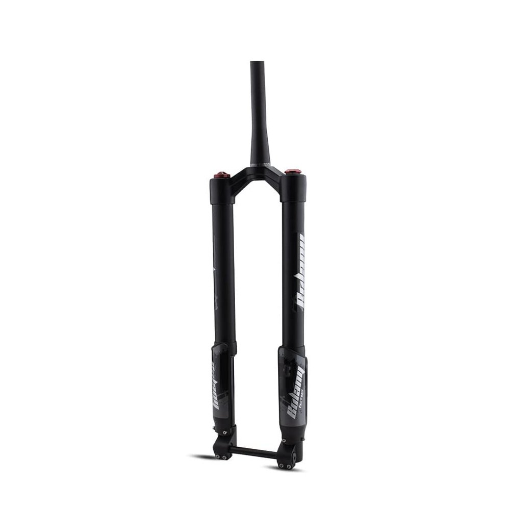 HIMALO DH Bike Air Fork 26/27.5/29 Inch Mountain Bike Inverted Suspension Fork Downhill 130mm Travel Damping Adjustable 1-1/2 Tapered Tube Fork Thru Axle HL(26'' Black)