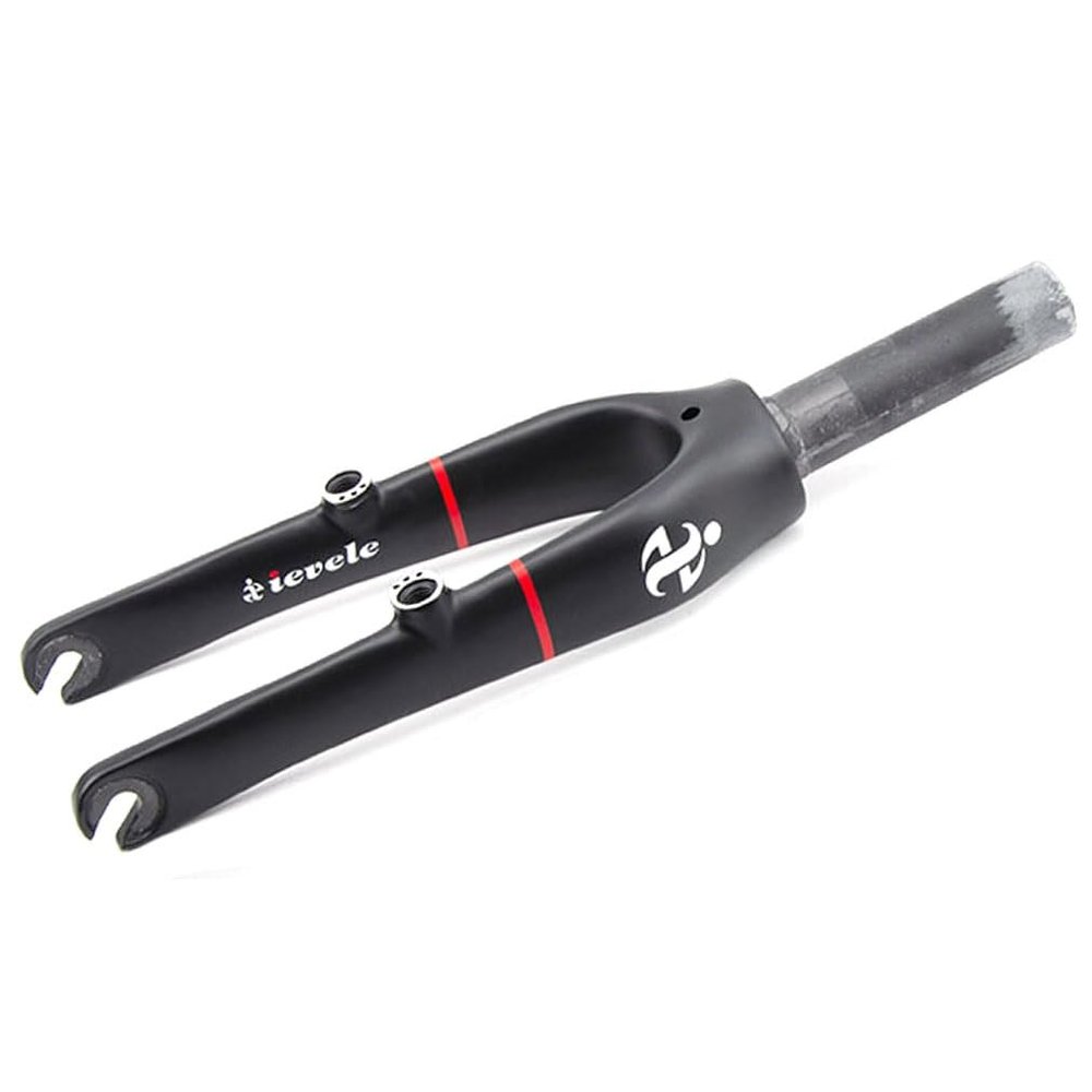 HIMALO 14 Inch Folding Bike Fork Carbon Fiber Rigid Fork 1-1/8'' Straight Steerer Threadless V Brake BMX Fork 74mm QR 9mm Lightweight Hard Forks(Matte Black)