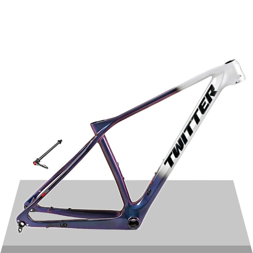 HIMALO 27.5er 29er Bike Frame Carbon Disc Brake Mountain Bike Frame 15'' 17'' 19'' XC Hardtail Frame Thru Axle 12x142/148mm Internal Routing(Silver,15'')